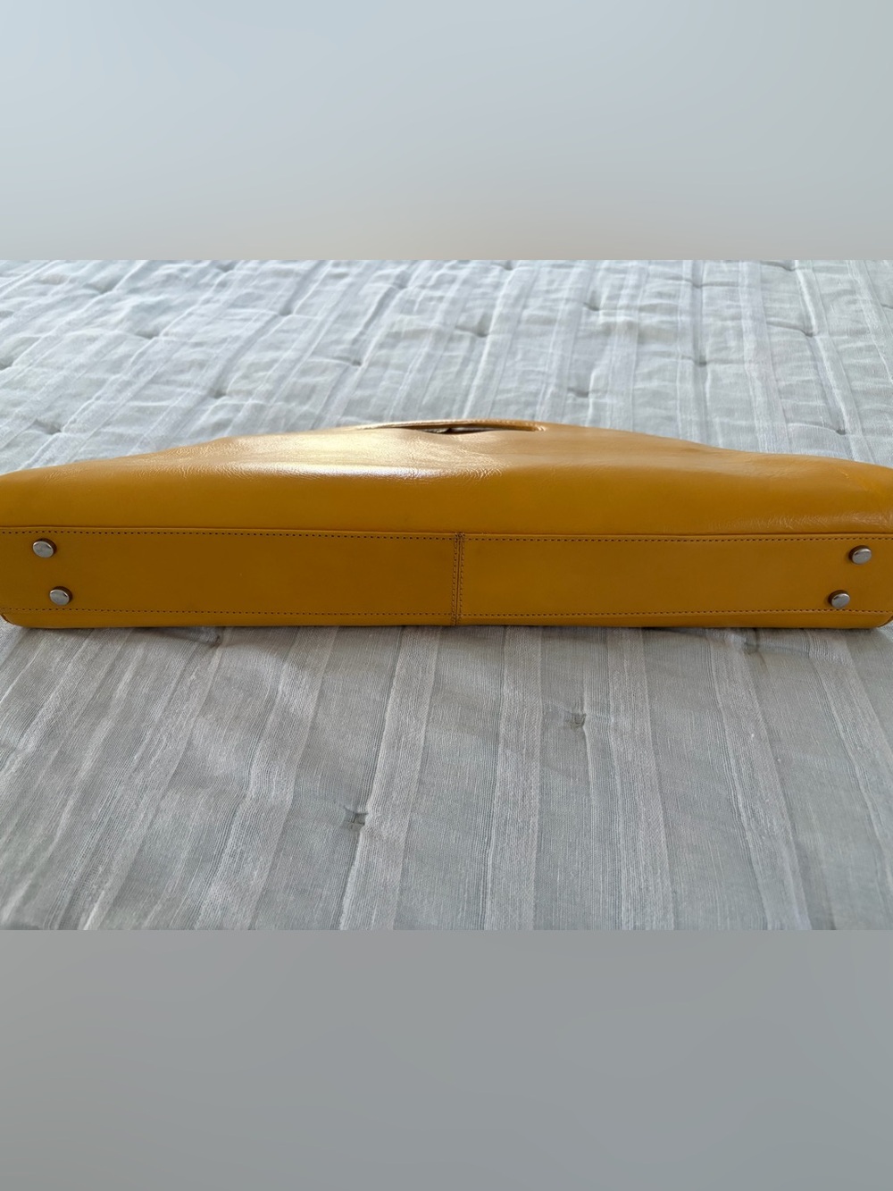 HOBO Mustard Yellow Semi-Circle Leather Clutch - Picture 3 of 3